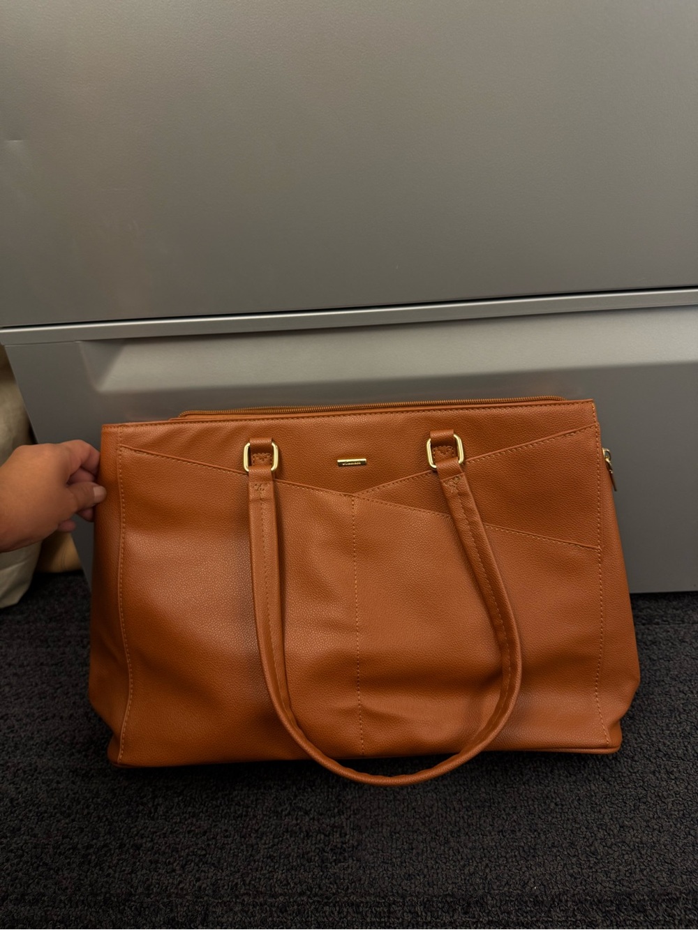 Laptop Tote Bag with Gold Hardware